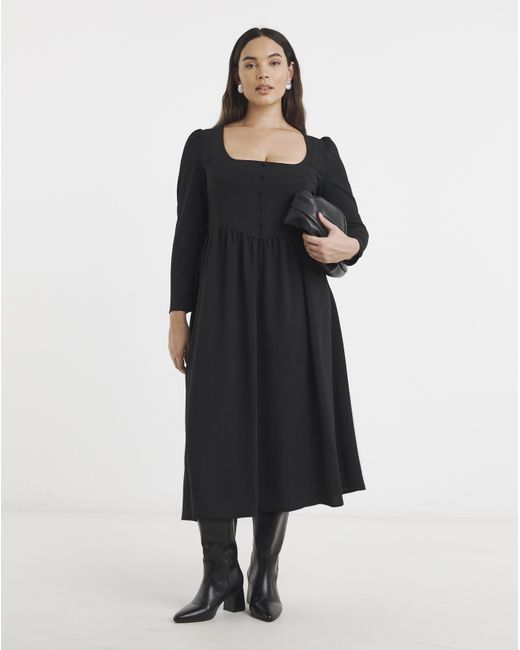 Simply Be Blue Historic Detail Crepe Midi Dress