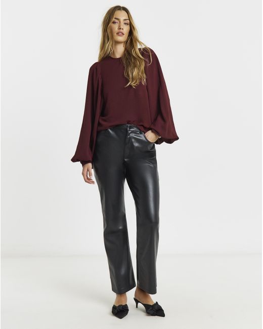 Simply Be Red Exaggerated Sleeve Blouse