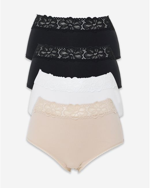 Pretty Secrets Multicolor 4 Pack Lace Top Full Knickers