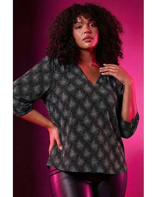 Roman Curve Red Glitter Sparkle Tunic Top