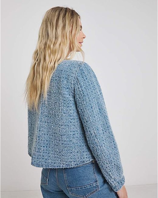 Simply Be Blue Linear Distressed Denim Jacket