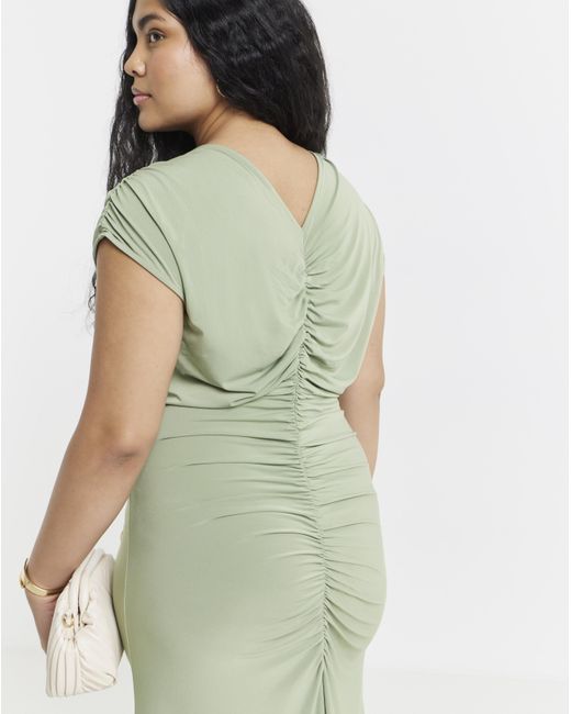 Simply Be Green Ruched Bridesmaid Dress