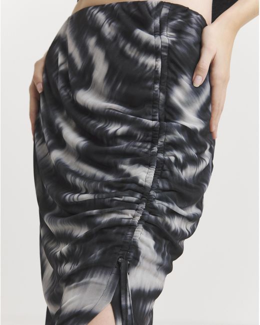 Simply Be Multicolor Ruched Detail Mesh Overlay Maxi Skirt