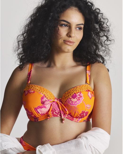 Figleaves Orange Underwired Bandeau Bikini Top