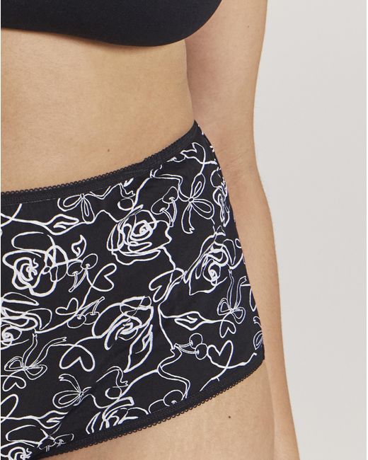 Pretty Secrets Black 6 Pack Full Brief Knickers