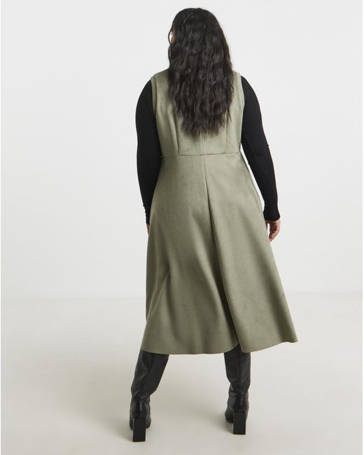 Simply Be Green Suedette Pinafore Dress