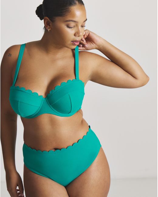 MAGISCULPT Blue Scallop Edge High Waist Bikini Bottoms