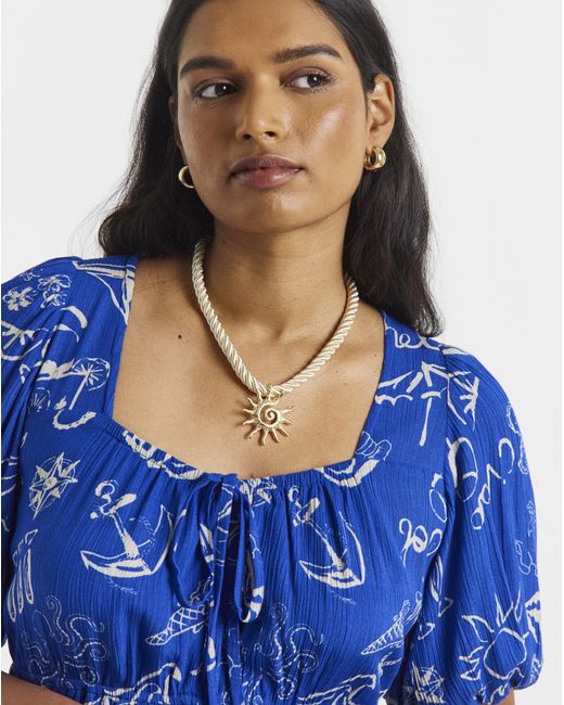 Simply Be Blue Prairie Crinkle Top
