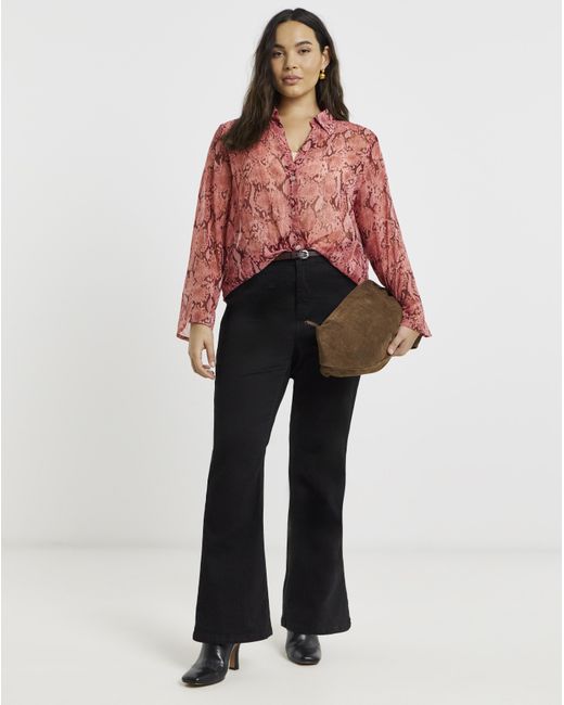 Simply Be Red Crinkle Georgette Blouse