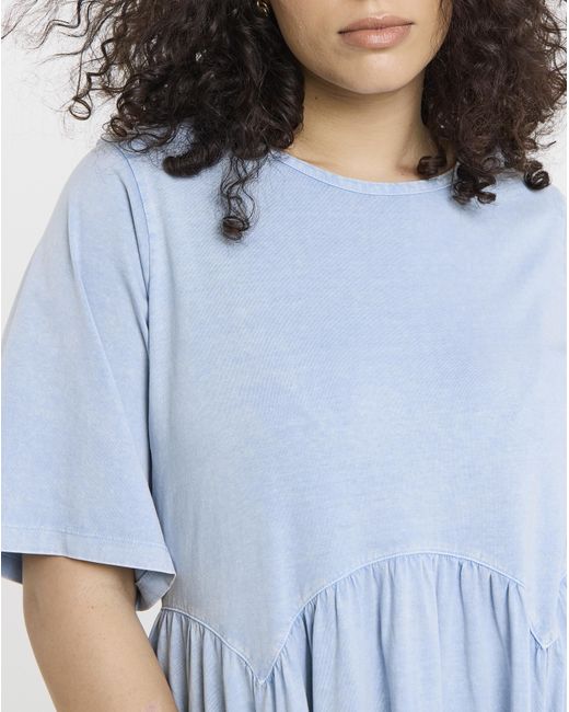 Simply Be Blue Acid Wash Midi Smock Dress