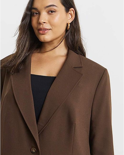 Simply Be Brown Oversized Single Breasted Blazer