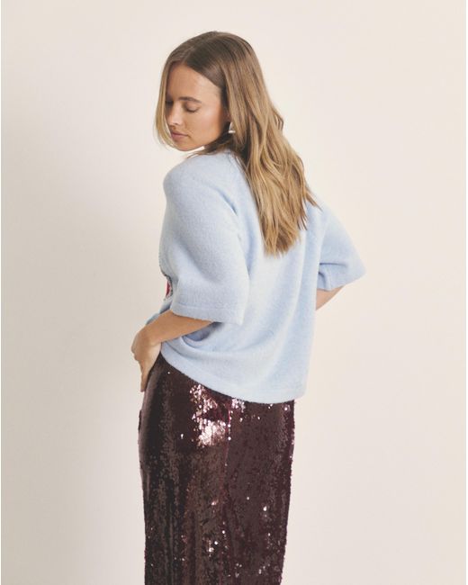 Simply Be White Lips Christmas Short Sleeve Jumper