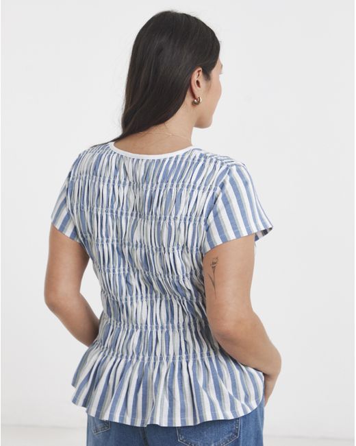 Simply Be Blue Shirred Peplum Top