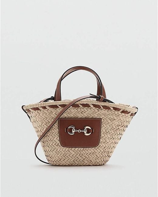 Mango Brown Natural Fibre Crossbody Bag