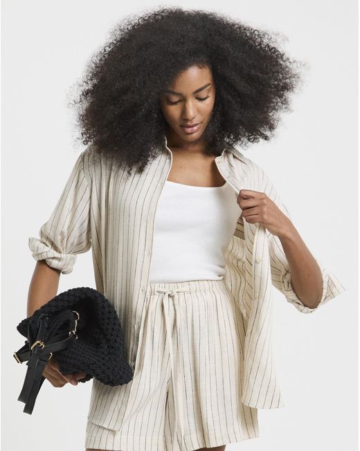 Simply Be White Linen Mix Shirt