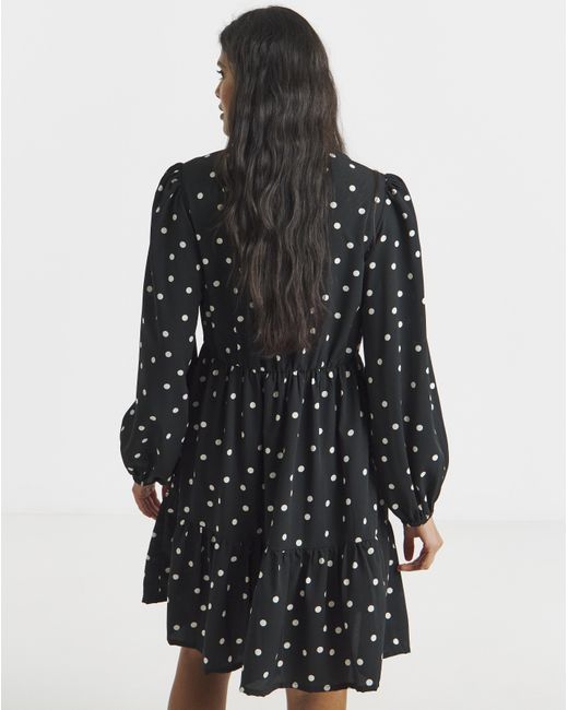 Simply Be Blue Spot Print Wrap Smock Dress