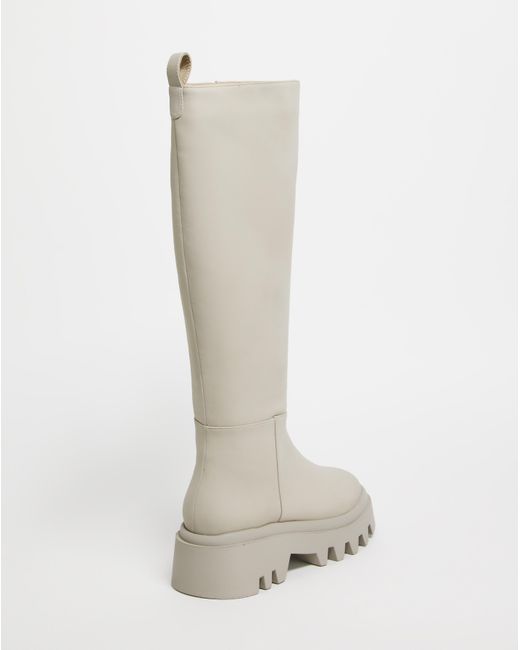 Simply Be White Chunky Cleated Knee Boots Ex Wide S
