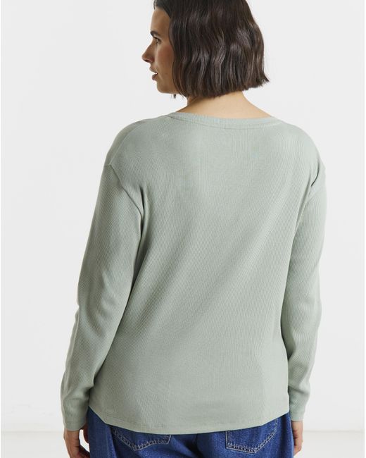 Simply Be Gray V Neck Ribbed Henley Top