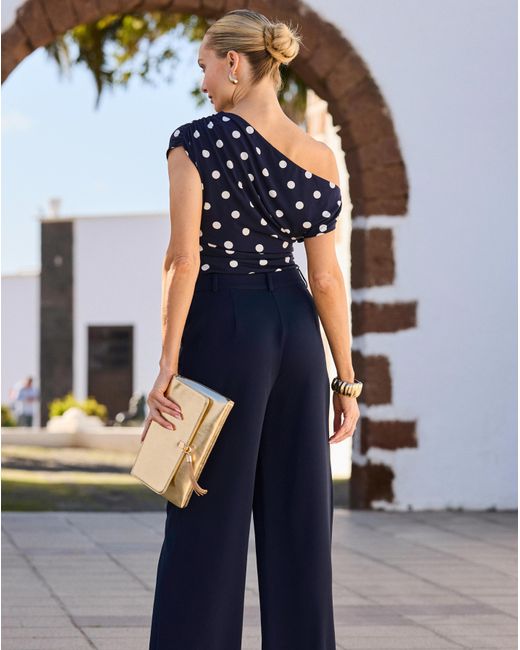 Sosandar Blue Off The Shoulder Top