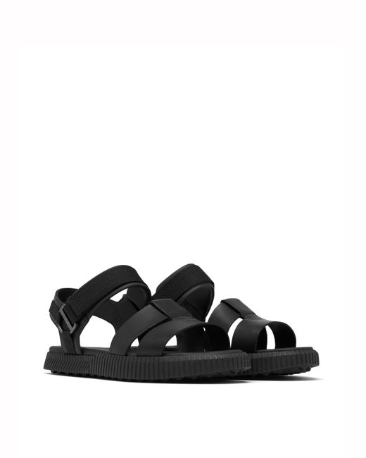 Sorel Black Ona Ave Ankle Strap Flat Sandal