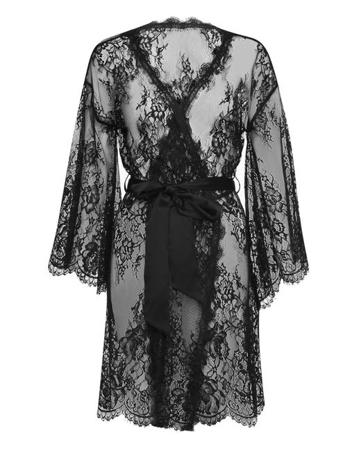 Figleaves Black Gigi Galloon Lace Robe