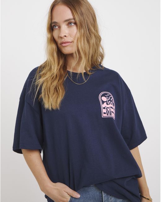 Simply Be Blue Puff Print Back Surf Club T-Shirt