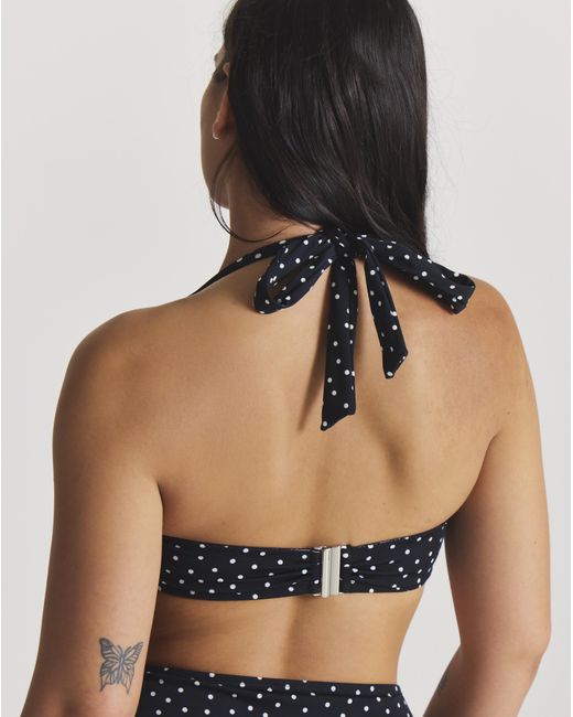 Figleaves Blue Halterneck Underwired Bikini Top
