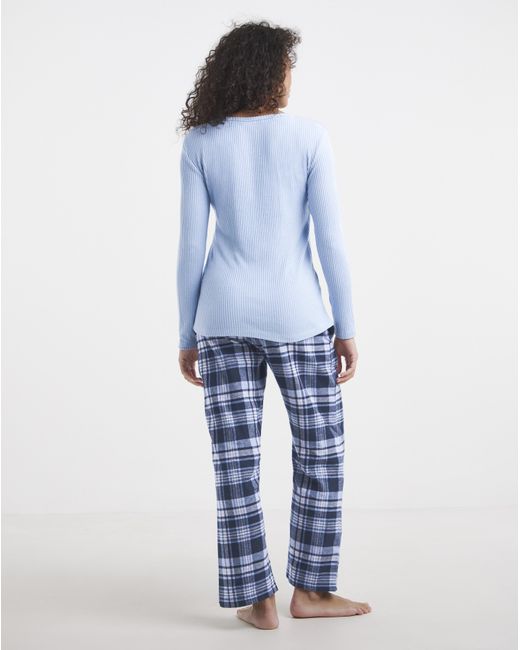 Pretty Secrets Blue Henley Pj Set