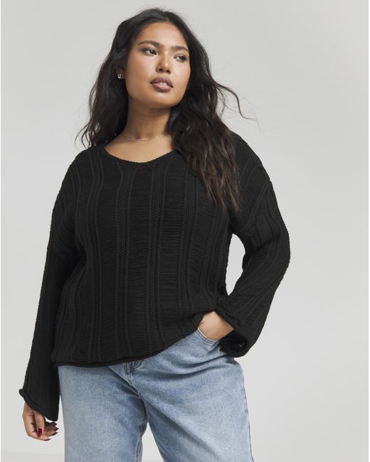 Simply Be Black V Neck Ladder Detail Jumper