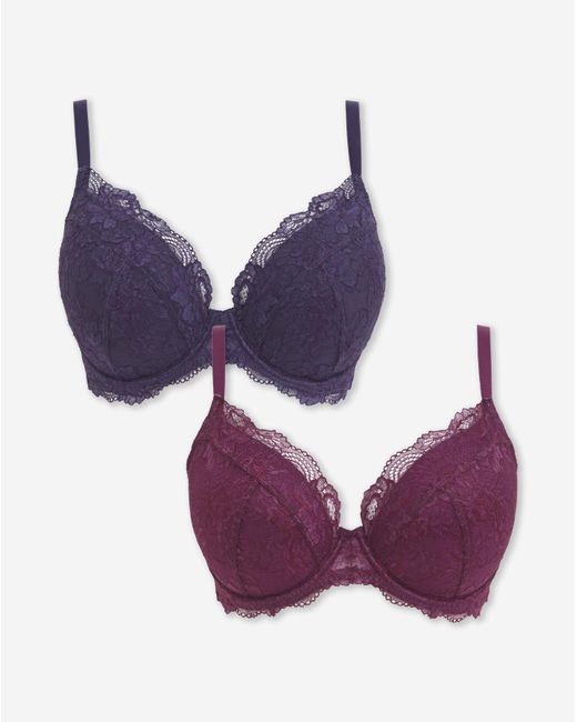 Pretty Secrets Purple 2 Pack Ella Plunge Wired Bras