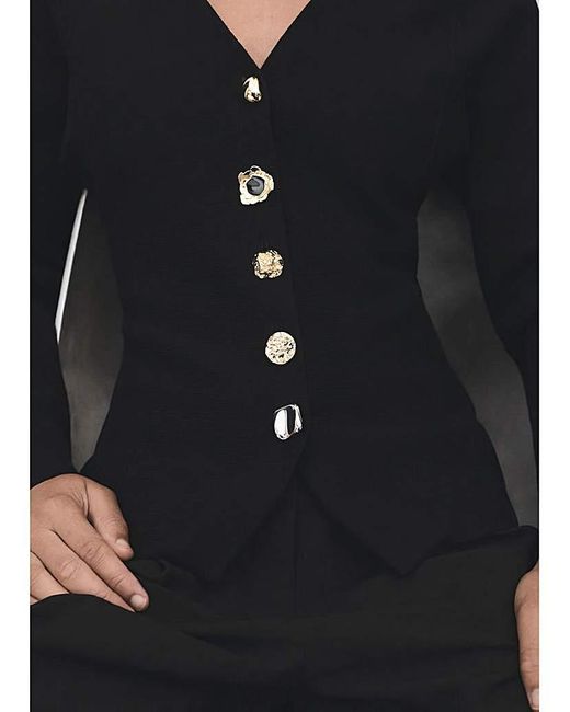 Mango Blue Jacket With Interest Button Detail