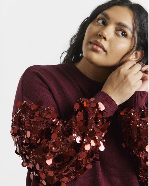 Lovedrobe Red Sequin Sleeve Jumper