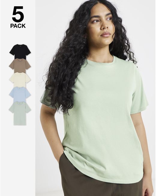 Simply Be Green 5 Pack Crew Neck T-Shirts