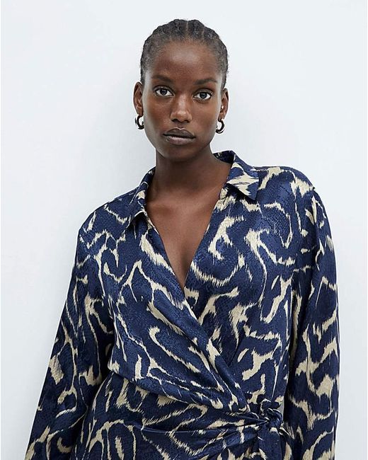 Mango Blue Printed Dress