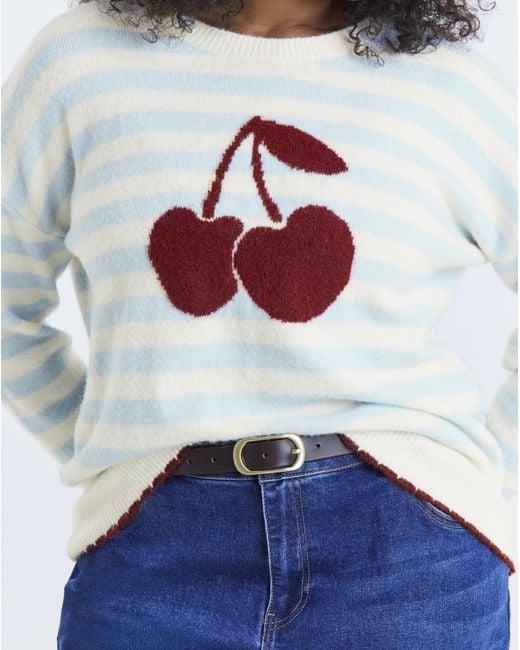 Simply Be Gray Cherry Stripe Jumper