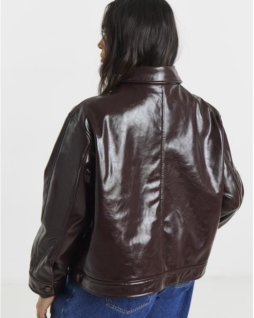 Simply Be Brown Lacquer Trucker Jacket