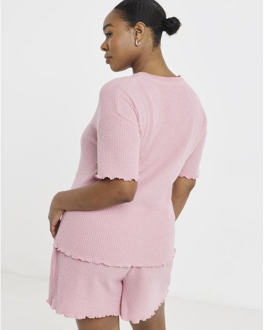 Pretty Secrets Pink Waffle Lounge Short Set