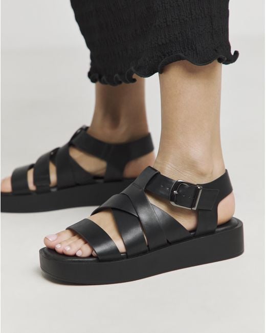 Simply Be Black Chunky Buckle Fisherman Sandal Ex Wide