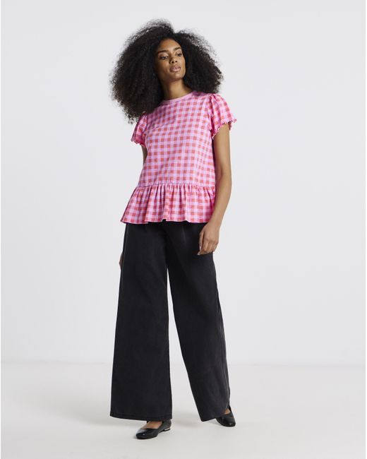 Simply Be Pink Ruffle Sleeve Peplum Tee