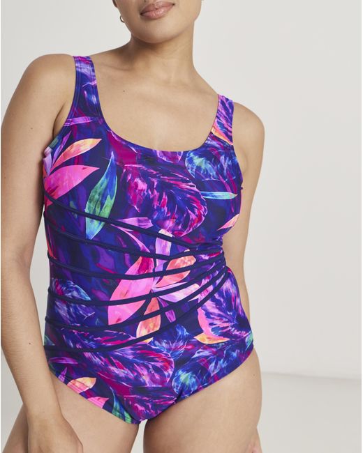 Beach To Beach Purple Sports Piping Swimsuit