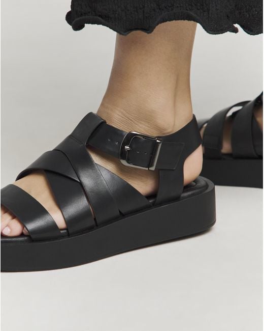 Simply Be Black Chunky Buckle Fisherman Sandal Ex Wide