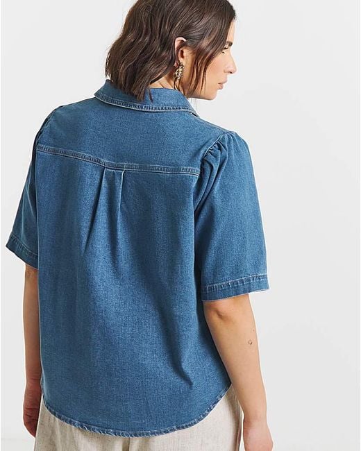 Simply Be Blue Button Denim Blouse