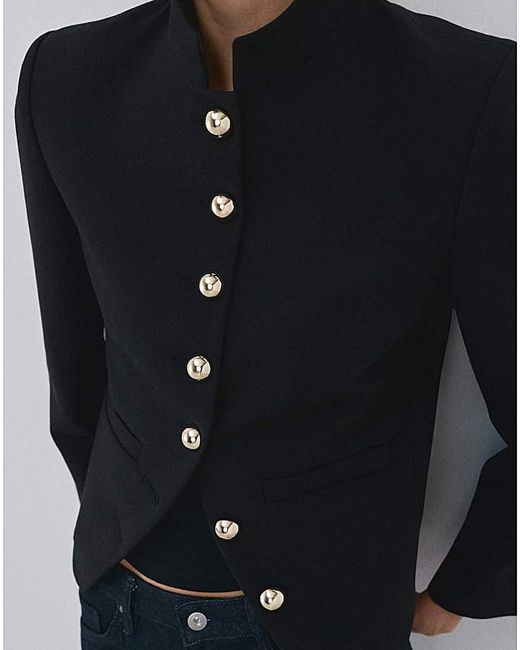 Mango Blue Jacket With Button
