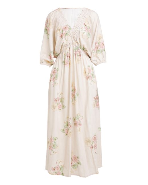 Simply Be Natural Printed Linen Blend Midi Dress