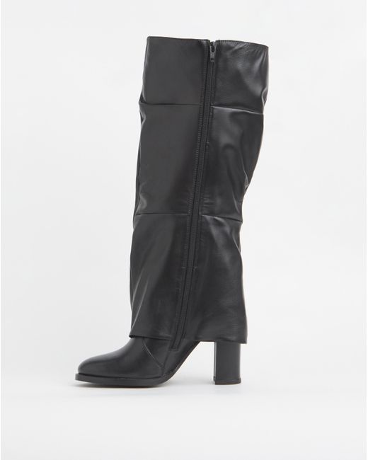 Simply Be Gray Gaiter Ruched Boot Platform Heel Wide C