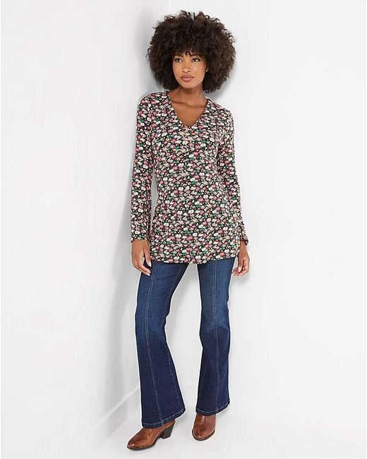Joe Browns Blue Floral V Neck Tunic Top