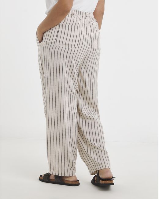 Simply Be Natural Neutral Stripe Barrel Trouser