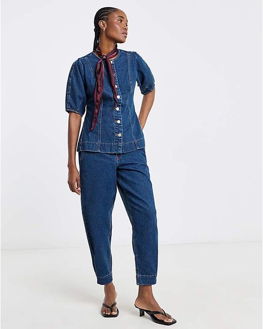 Simply Be Blue Button Through Denim Blouse