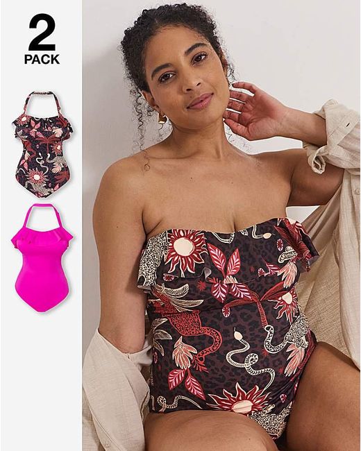 Simply Be Red Value 2 Pack Swimsuits