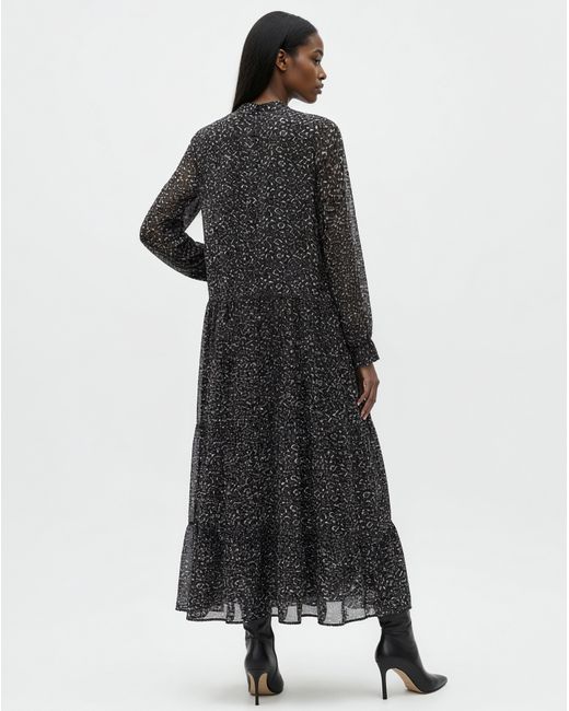 Religion Black Collarless Spot Maxi Dress